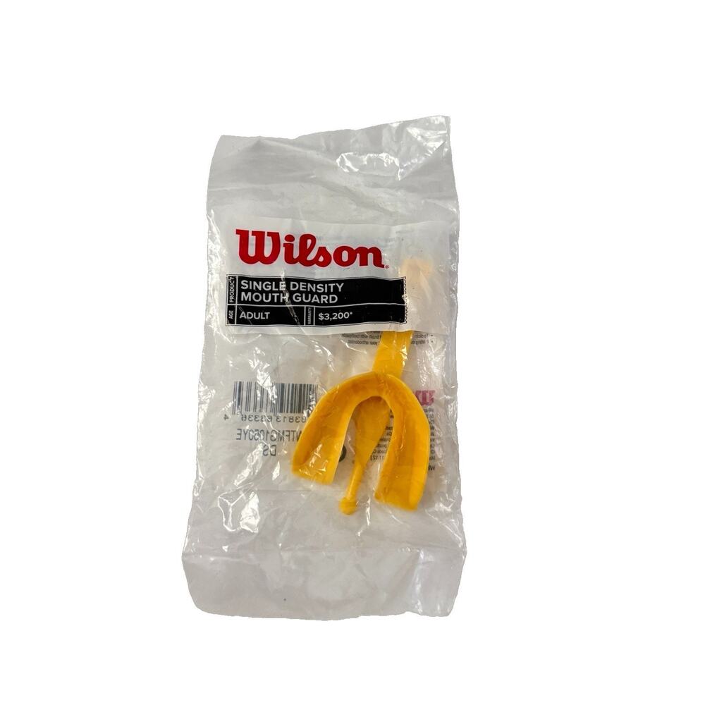 NEW Wilson Single Density Mouth Guard Adult Size Yellow with Strap